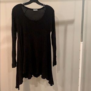 Jodifl long sleeve black cotton dress ruffle hem